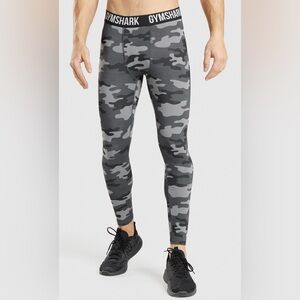 GYMSHARK Fitness 'Element Baselayer Tights Stretch Workout Train Gry Camo S NWOT